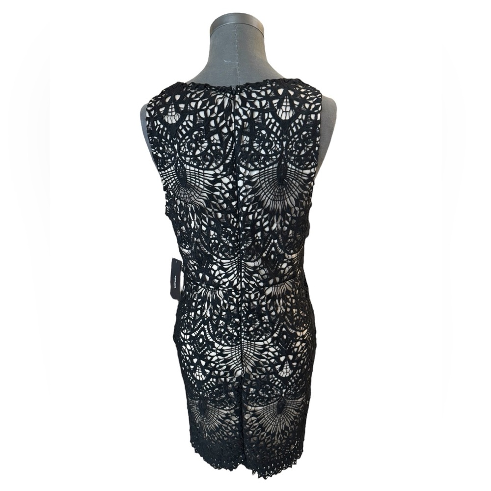 Lulu's Black & Gold Lace-Overlay Deep V Mini Dress - Picture 8 of 16
